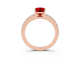 Rose gold Oval Cut Solitaire Diamond with Pavé Band and Four-Prong Setting_3
