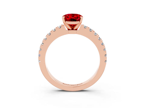 Rose gold Oval Cut Solitaire Diamond with Pavé Band and Four-Prong Setting_3