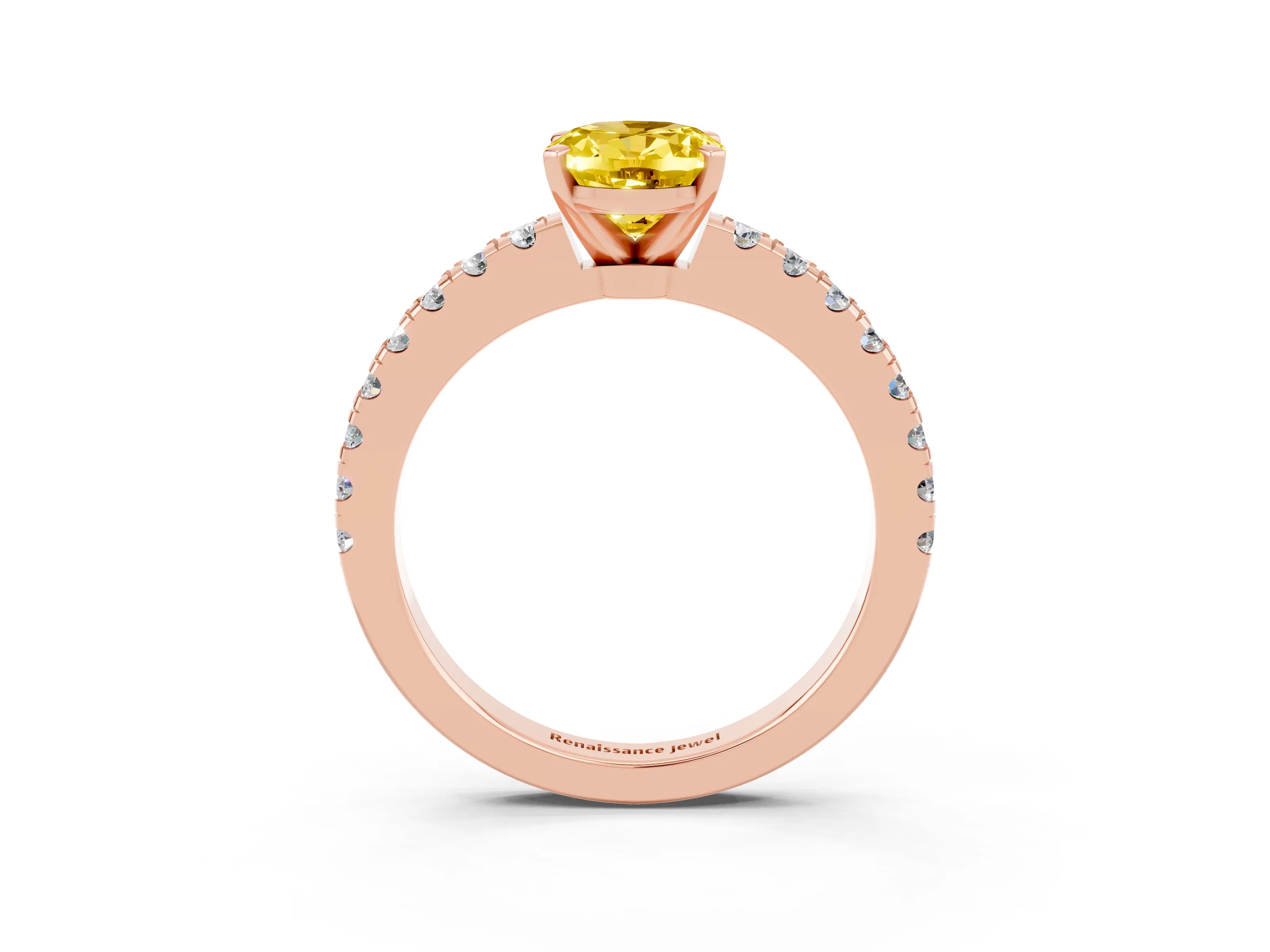 Rose gold Oval Cut Solitaire Diamond with Pavé Band and Four-Prong Setting_3