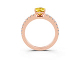 Rose gold Oval Cut Solitaire Diamond with Pavé Band and Four-Prong Setting_3