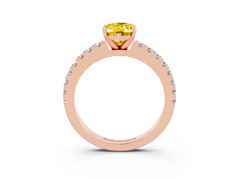 Rose gold Oval Cut Solitaire Diamond with Pavé Band and Four-Prong Setting_3