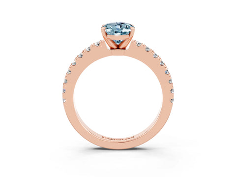 Rose gold Oval Cut Solitaire Diamond with Pavé Band and Four-Prong Setting_3