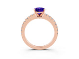 Rose gold Oval Cut Solitaire Diamond with Pavé Band and Four-Prong Setting_3