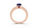 Rose gold Oval Cut Solitaire Diamond with Pavé Band and Four-Prong Setting_3