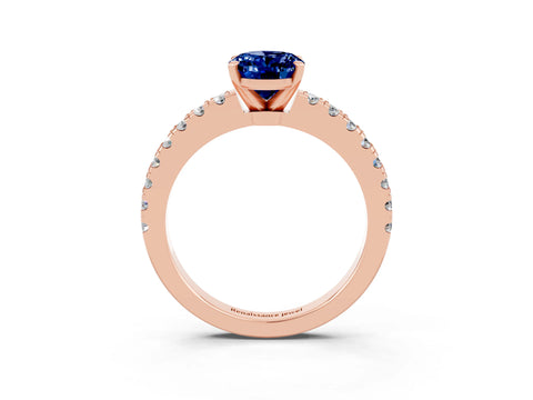 Rose gold Oval Cut Solitaire Diamond with Pavé Band and Four-Prong Setting_3