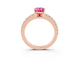 Rose gold Oval Cut Solitaire Diamond with Pavé Band and Four-Prong Setting_3