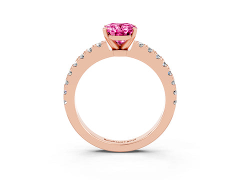 Rose gold Oval Cut Solitaire Diamond with Pavé Band and Four-Prong Setting_3