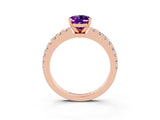 Rose gold Oval Cut Solitaire Diamond with Pavé Band and Four-Prong Setting_3