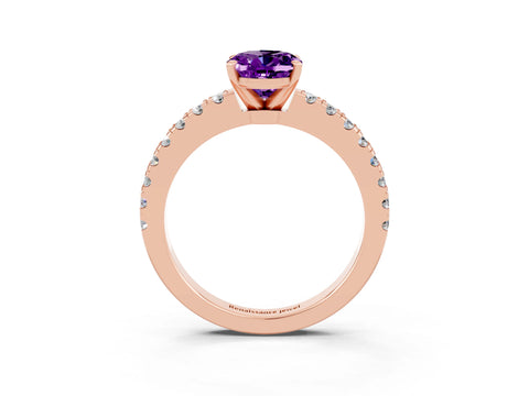 Rose gold Oval Cut Solitaire Diamond with Pavé Band and Four-Prong Setting_3