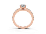 Rose gold Oval Cut Solitaire Diamond with Pavé Band and Four-Prong Setting_3