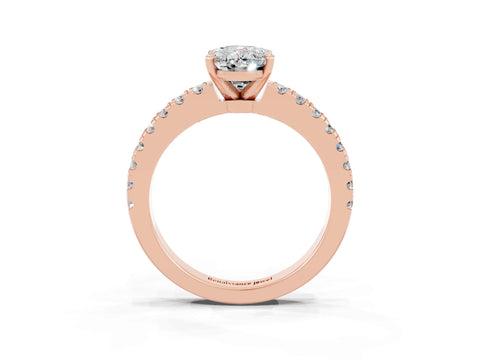 Rose gold Oval Cut Solitaire Diamond with Pavé Band and Four-Prong Setting_3