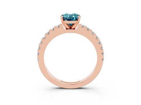 Rose gold Oval Cut Solitaire Diamond with Pavé Band and Four-Prong Setting_3
