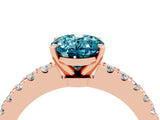 Rose gold Oval Cut Solitaire Diamond with Pavé Band and Four-Prong Setting_4