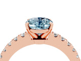 Rose gold Oval Cut Solitaire Diamond with Pavé Band and Four-Prong Setting_4