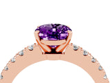 Rose gold Oval Cut Solitaire Diamond with Pavé Band and Four-Prong Setting_4