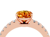 Rose gold Oval Cut Solitaire Diamond with Pavé Band and Four-Prong Setting_4