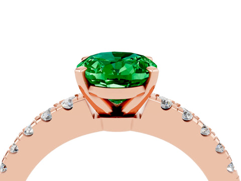 Rose gold Oval Cut Solitaire Diamond with Pavé Band and Four-Prong Setting_4