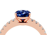 Rose gold Oval Cut Solitaire Diamond with Pavé Band and Four-Prong Setting_4