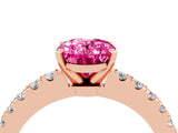 Rose gold Oval Cut Solitaire Diamond with Pavé Band and Four-Prong Setting_4