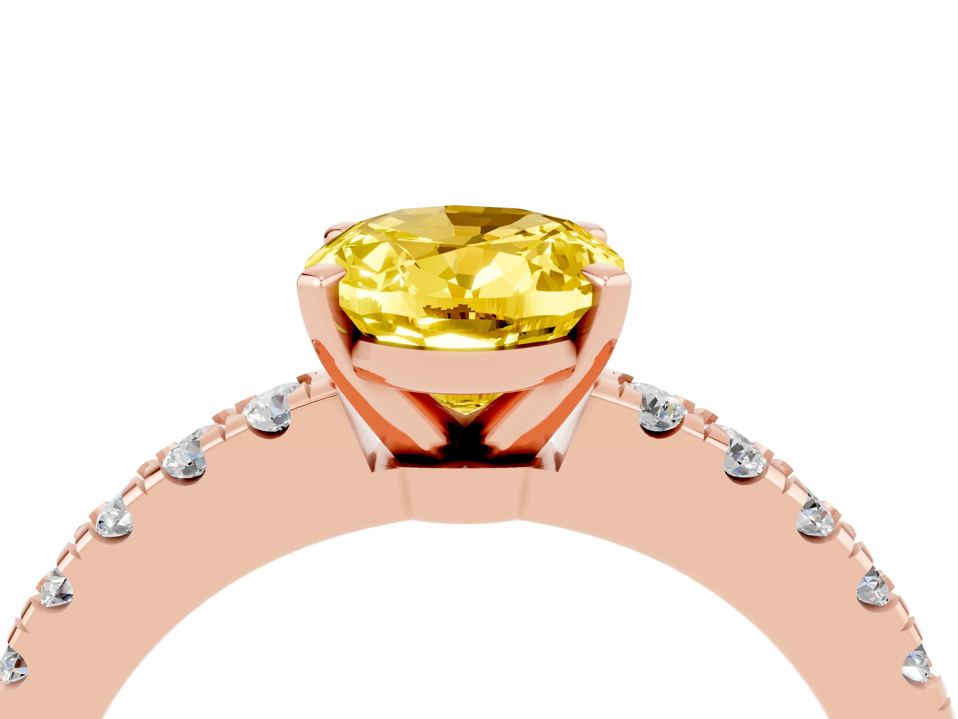 Rose gold Oval Cut Solitaire Diamond with Pavé Band and Four-Prong Setting_4