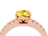 Rose gold Oval Cut Solitaire Diamond with Pavé Band and Four-Prong Setting_4