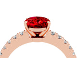 Rose gold Oval Cut Solitaire Diamond with Pavé Band and Four-Prong Setting_4