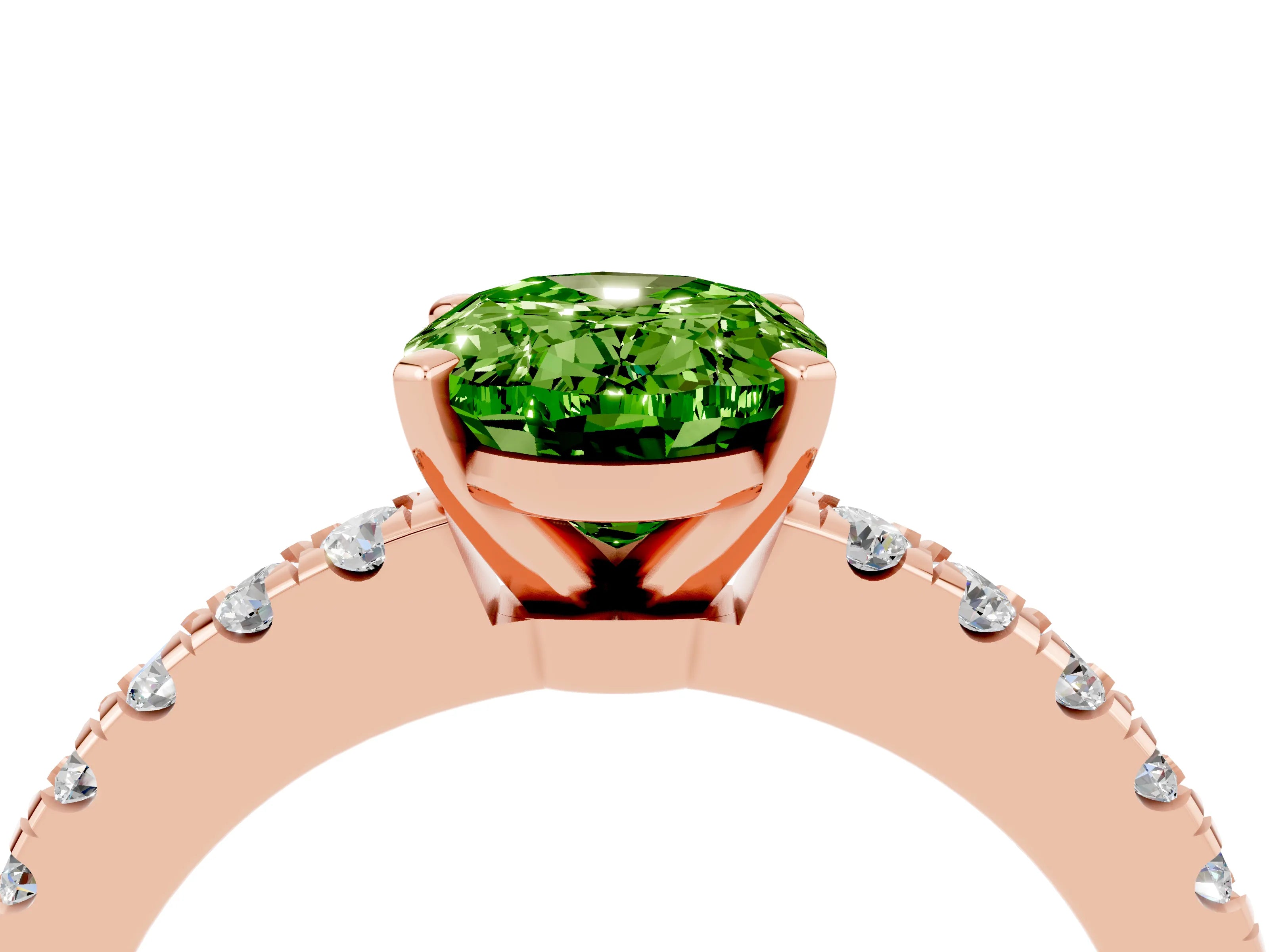 Rose gold Oval Cut Solitaire Diamond with Pavé Band and Four-Prong Setting_4