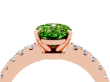 Rose gold Oval Cut Solitaire Diamond with Pavé Band and Four-Prong Setting_4