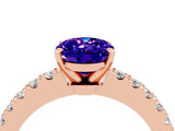 Rose gold Oval Cut Solitaire Diamond with Pavé Band and Four-Prong Setting_4