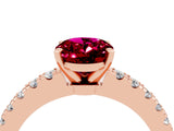 Rose gold Oval Cut Solitaire Diamond with Pavé Band and Four-Prong Setting_4
