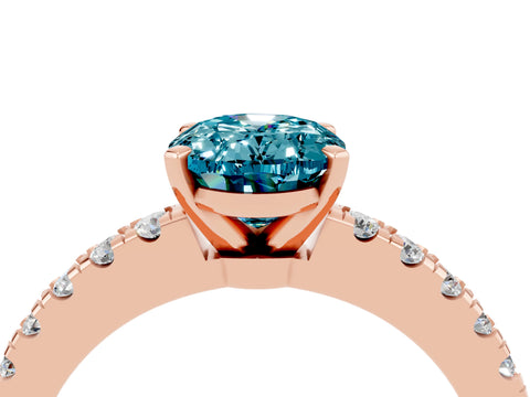 Rose gold Oval Cut Solitaire Diamond with Pavé Band and Four-Prong Setting_4