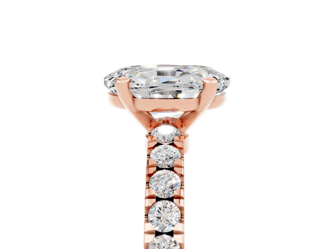 Rose gold Oval Cut Solitaire Diamond with Pavé Band and Four-Prong Setting_5