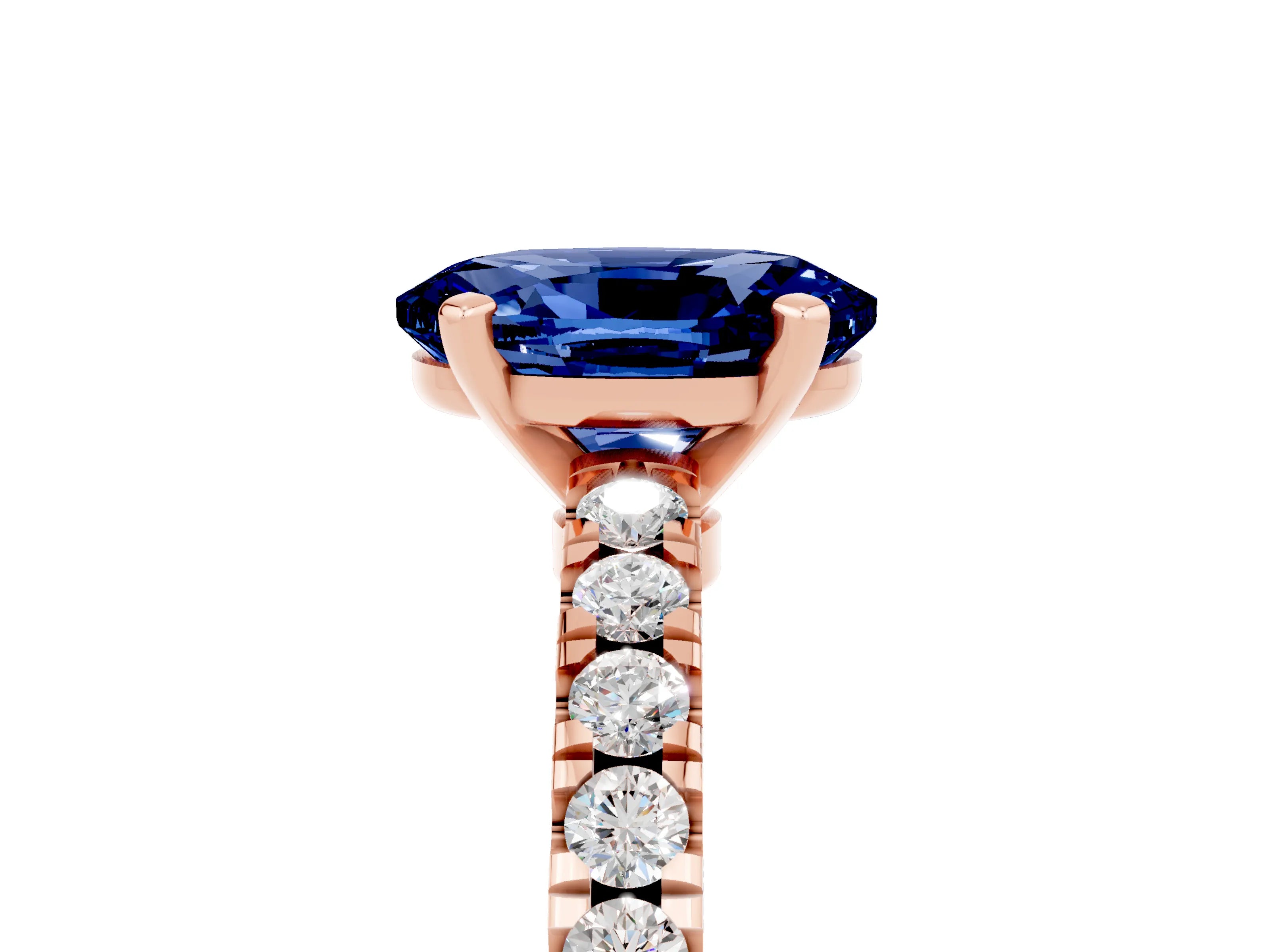 Rose gold Oval Cut Solitaire Diamond with Pavé Band and Four-Prong Setting_5