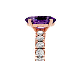 Rose gold Oval Cut Solitaire Diamond with Pavé Band and Four-Prong Setting_5