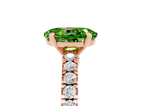 Rose gold Oval Cut Solitaire Diamond with Pavé Band and Four-Prong Setting_5