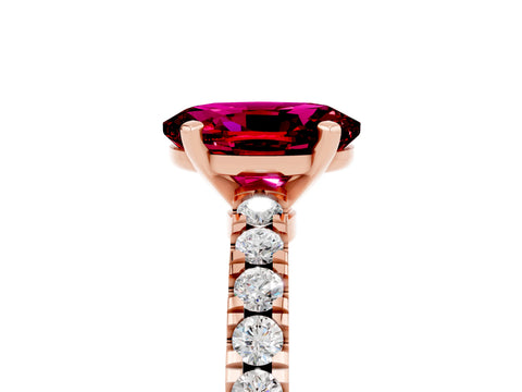 Rose gold Oval Cut Solitaire Diamond with Pavé Band and Four-Prong Setting_5