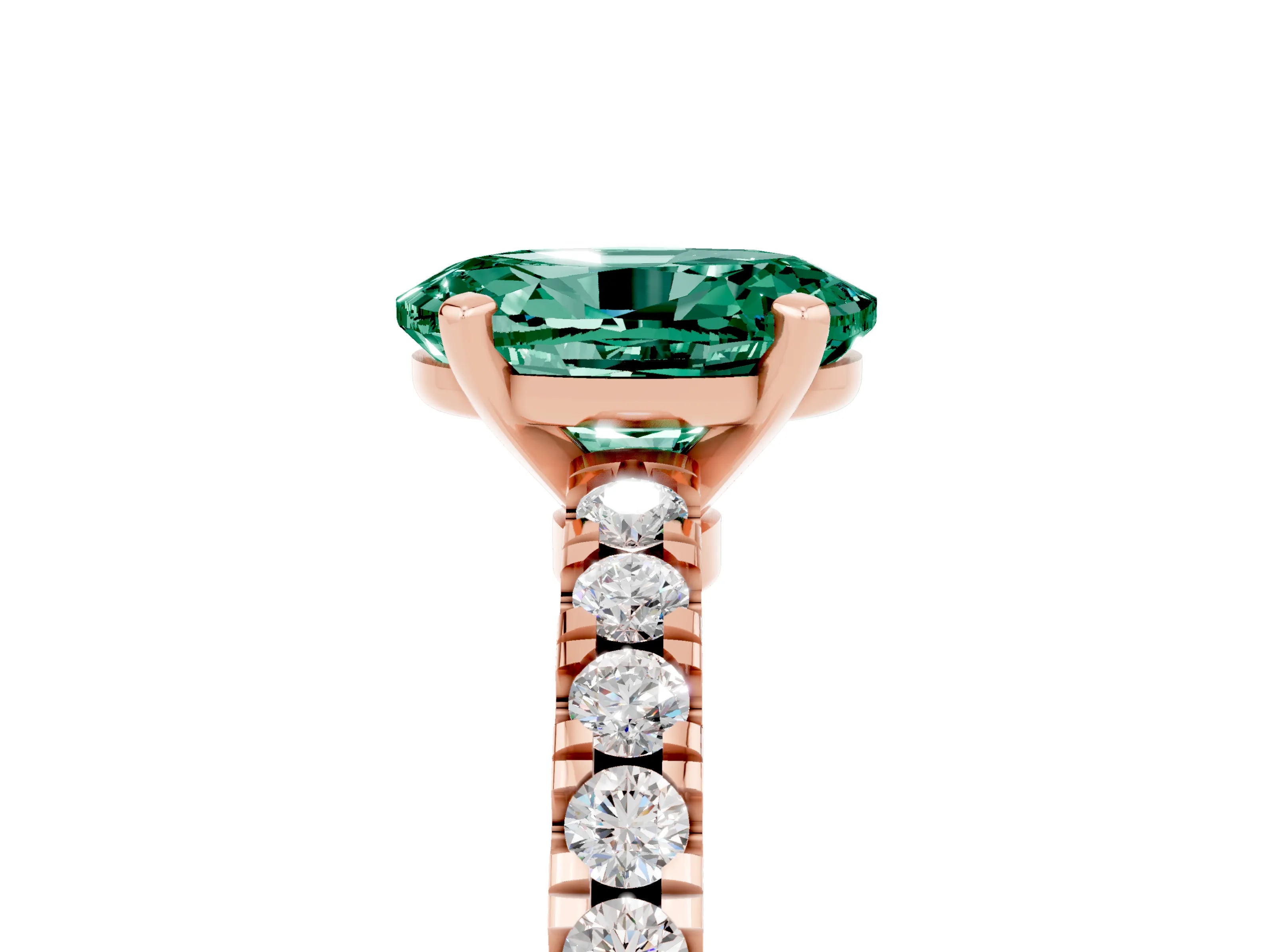 Rose gold Oval Cut Solitaire Diamond with Pavé Band and Four-Prong Setting_5