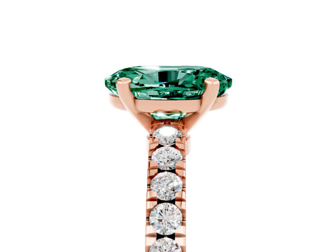 Rose gold Oval Cut Solitaire Diamond with Pavé Band and Four-Prong Setting_5