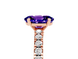 Rose gold Oval Cut Solitaire Diamond with Pavé Band and Four-Prong Setting_5