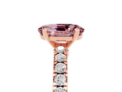 Rose gold Oval Cut Solitaire Diamond with Pavé Band and Four-Prong Setting_5