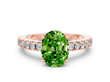 Rose gold Oval Cut Solitaire Diamond with Pavé Band and Four-Prong Setting