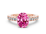 Rose gold Oval Cut Solitaire Diamond with Pavé Band and Four-Prong Setting
