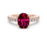 Rose gold Oval Cut Solitaire Diamond with Pavé Band and Four-Prong Setting