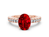 Rose gold Oval Cut Solitaire Diamond with Pavé Band and Four-Prong Setting