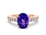Rose gold Oval Cut Solitaire Diamond with Pavé Band and Four-Prong Setting