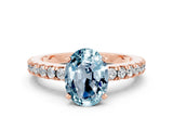 Rose gold Oval Cut Solitaire Diamond with Pavé Band and Four-Prong Setting