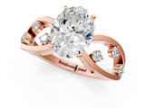 Rose gold Oval Cut Solitaire Diamond with Side Stones on Criss-Cross Band and Four-Prong Setting_28