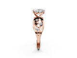 Rose gold Oval Cut Solitaire Diamond with Side Stones on Criss-Cross Band and Four-Prong Setting_29