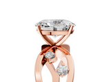 Rose gold Oval Cut Solitaire Diamond with Side Stones on Criss-Cross Band and Four-Prong Setting_32
