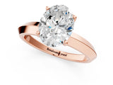 Rose gold Oval Cut Solitaire Engagement Ring with Flat Band and Four-Prong Setting 1